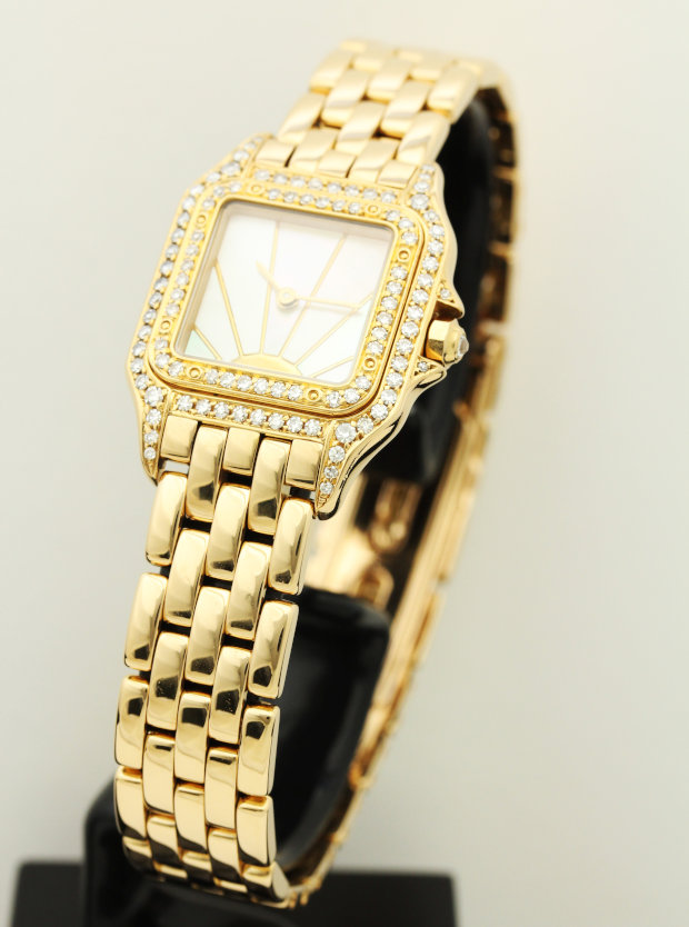 【Cartier】Panther 18k Yellow Gold & Diamond Case & Bezel Ladies Watch